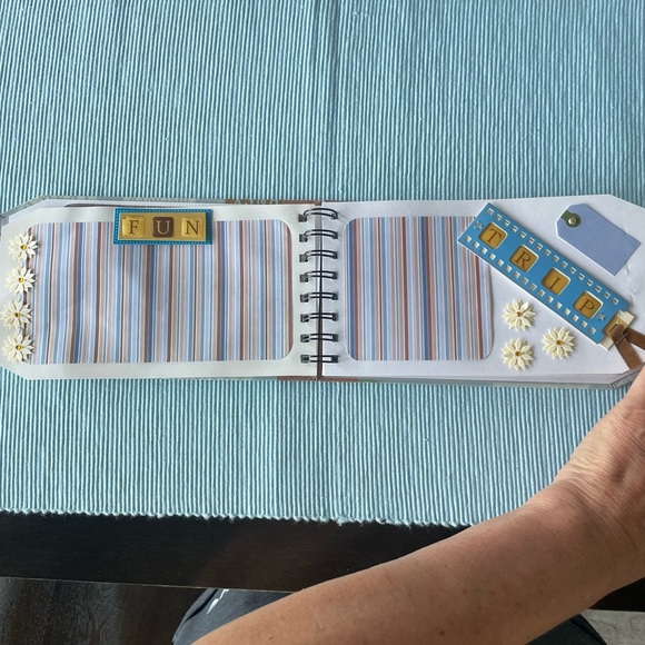 Travel Themed Pre-made Spiral Scrapbook with Bow- picture-ready! 8.25x4.5” - Picture 5 of 17